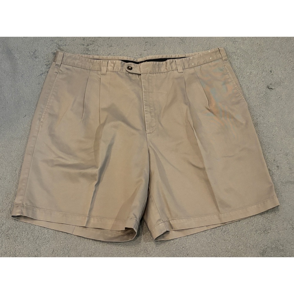 Gary Player Mens Pleated Golf Shorts Tan Khaki 100% Cotton Size 44 Waist